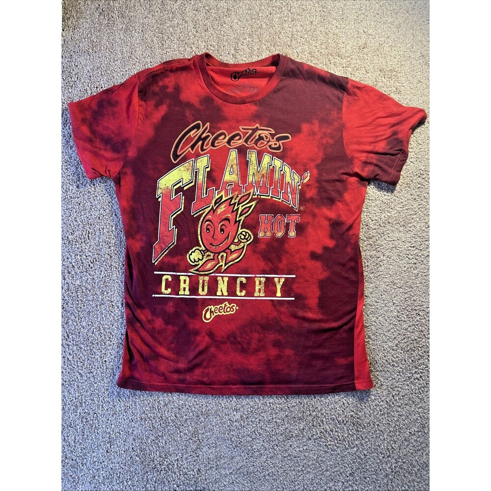 Cheetos Flamin' Hot Crunchy Tie Dye T-Shirt XL Red Retro Graphic